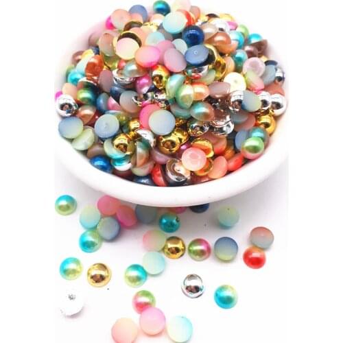 NEW 3/4/5/6/8mm Colorful Half Pearl Bead Flat Back for DIY Jewelry Making Accessories #11