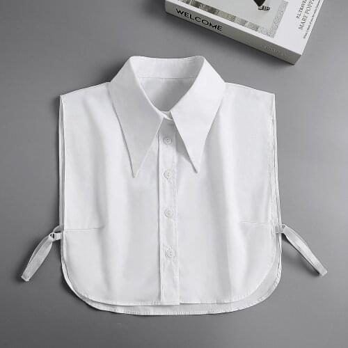 Women Cotton Big Lapel Fake Collar Ladies Detachable Lapel Half Shirt Blouse Removable False Collars Female Decorative