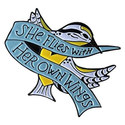 She flies with her own wings pin feminist brooch women badge girl power pin banner brooch bird animal jewelry gifts for women