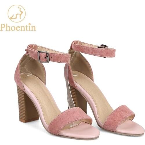 Phoentin pink ankle strap high heels sandals women 2019 new classics shallow sexy ladies shoes peep toe summer shoes women FT379