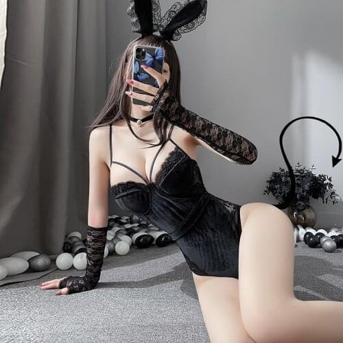 Women Iron Rust Velvet Sexy Jumpsuit Cute Anime Bunny Girl Cosplay Costume Erotic Roleplay Kawaii Lingerie for Couple 4 Colors