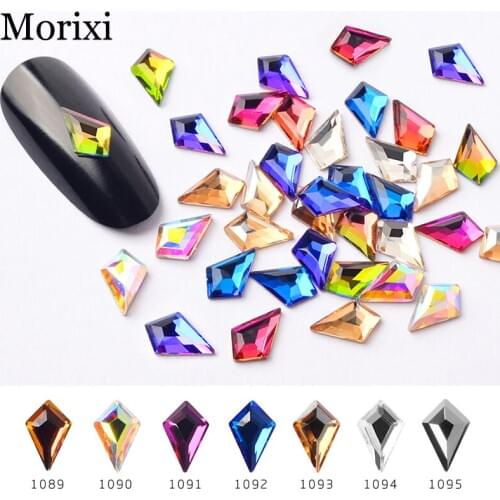 10pcs/bag nail art rhinestones diamond shape flat back rainbow colors glass drill for 3D manicure nail art decoration MZ096
