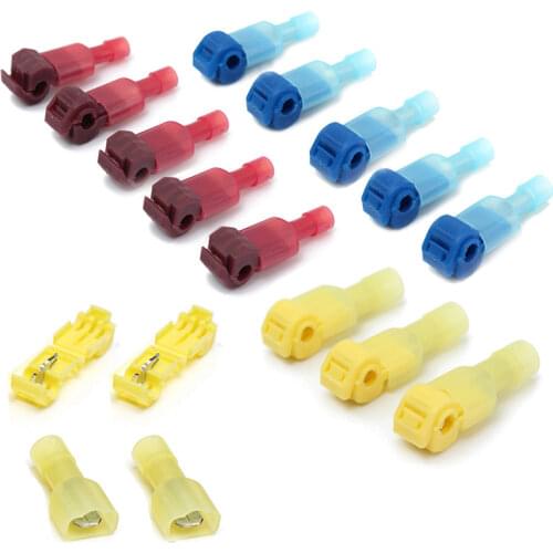 100PCS T-Tap/Male 22-18 AWG Red Quick Splice Electrical Wire connector Terminals Insulated Butt Connectors Kit