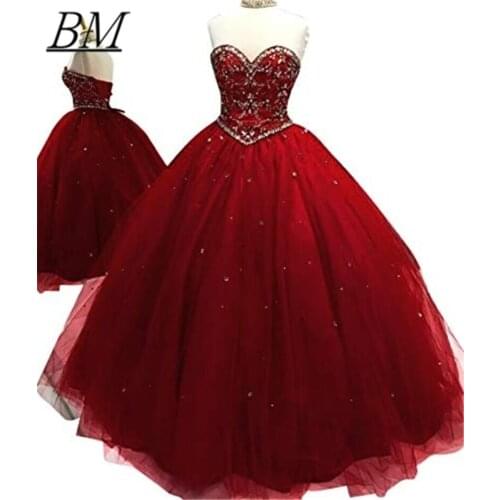 2021 High Quality Sexy Ball Gown Quinceanera Dresses Lace Sequins Beaded Corset Debutante Sweet 16 Prom Party Gowns BM697