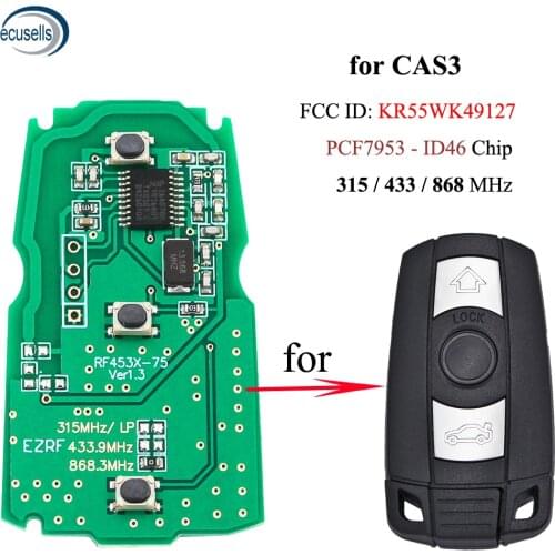 3 Button Smart Remote Key Board for BMW 1 3 5 6 Series X1 X5 X6 Z4 315/434/868 MHZ CAS3 System With PCF7953 Chip KR55WK49127