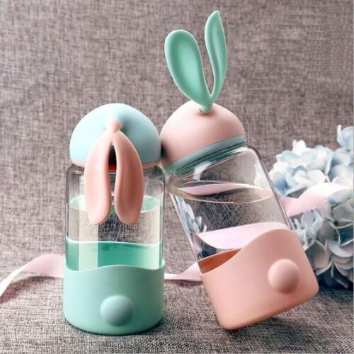 340ml Creative cartoon bunny ears water cup children cute cup couple glass cup