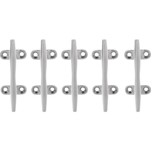 5 x Boat Cleat 4 inch Open Base, Heavy Duty Marine Grade 316 Stainless Steel Mooring Bar Deck Cleats Accessories - 10mm