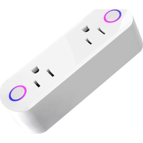 AC 110V-240V Smart Plug Dual WiFi Outlet Extender Socket with Timer Independent Switch Compatible with Alexa