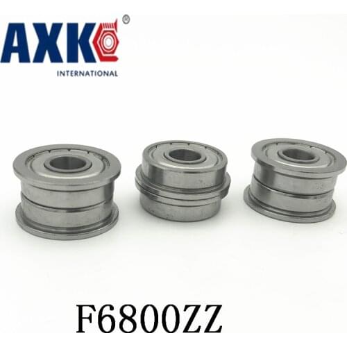 Axk F6800zz Flange Bearing 10x19x5 Mm Abec-1 ( 10 Pcs ) F6800 Z Zz Flanged Ball Bearings