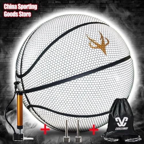 Reflective fluorescent luminous No. 7 basketball, Tiffany moon ball, free air pump + needle + bag