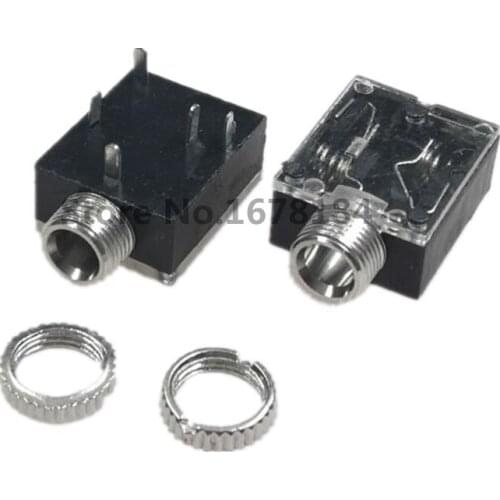 20PCS/Lot PJ-324M 3.5MM Stereo Audio Socket/Jack Connector with nut 5Pin PCB Panel Mounting for headphone