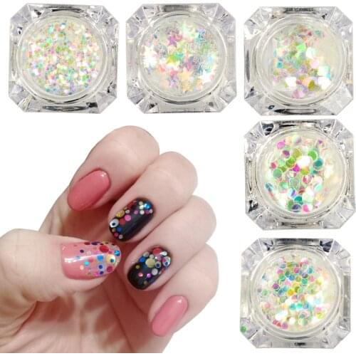 Ultrathin Mermaid Nail Glitter Paillettes Semi-transparent Nail Sequins DIY UV Gel Nail Art Decorations