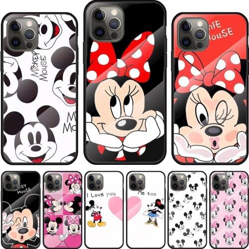 Mickey And Minne Bff Tempered Glass Cover For Apple IPhone 12 Mini 11 Pro XS MAX XR X 8 7 6S 6 Plus Phone Case Coque