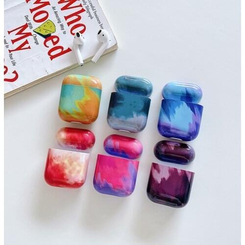 Luxury Cute Watercolor PC Wireless Earphone Case For Apple Airpods Protection Cover For Airpods 1 2 Charger Box Funda