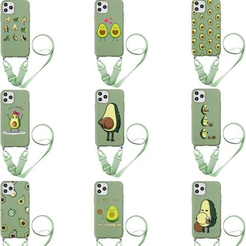 Necklace Cord Case For Samsung Galaxy A12 S21 Ultra S20 FE S10 Plus A31 A70 A50 A51 A52 A21S A71 A10 A72 A22 A40 Avocado Cover