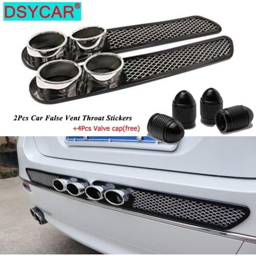 DSYCAR 1Pair Universal Auto Car Air Intake Flow Hood Vent Fender Stickers False Vent Throat Exterior Decorative(+4Pcs Valve cap)