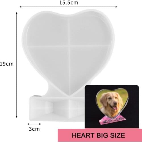 Photo Frame with Base Casting Mold Love Heart/Square Soft Silicone Mould Home Ornament DIY Craft Tools JDH88