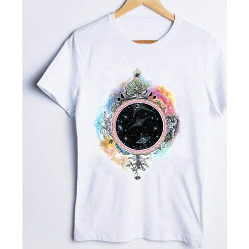 Tees for Women Print Space Watercolor Fashion Trend Cute 90s Ladies Clothes Lady Tops Clothing Female T Shirt Womens T-Shirt