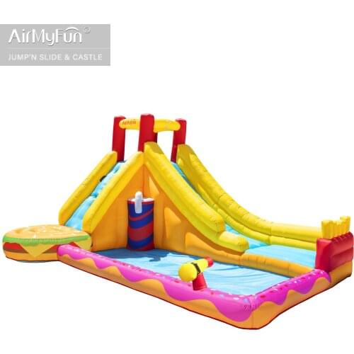HOT Sale Hamburgers French Fries Inflatable Bouncer Water Castle Inflatable Jumping Castle Combo Games SET with Kids Slide