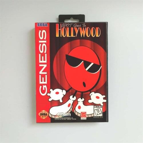 SPOT Goes to Hollywood - USA Cover With Retail Box 16 Bit MD Game Card for Sega Megadrive Genesis Video Game Console