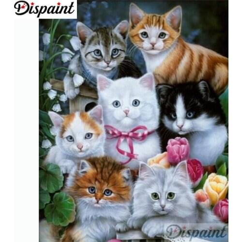 Dispaint Full Square/Round Drill 5D DIY Diamond Painting "Animal cat scenery" Embroidery Cross Stitch 5D Home Decor A11317