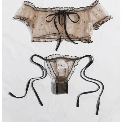 2021 Women New Fashion Bra Lingerie Sexy Lace G-String Set Mesh Fetish Garter Gothic Briefs Cut-Out Bondage Sleepwear