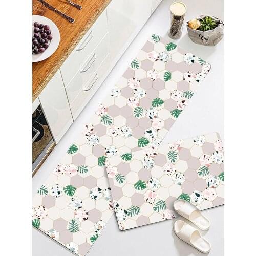 Nordic Style Carpet Kitchen Entrance Shower Room Water Absorption Oil-absorption Anti-slip Rectangle Printed Functional Rugs