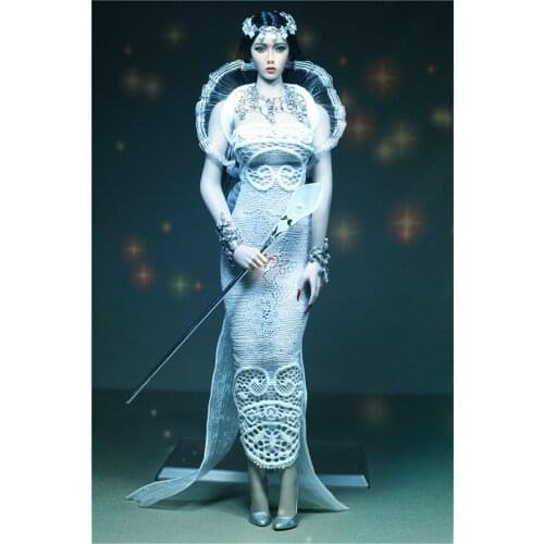 Mnotht 1/6 Scale Lace White Dress Goddess of Water&moon Holiness Skirt for 12in Action Figure Toy Collection