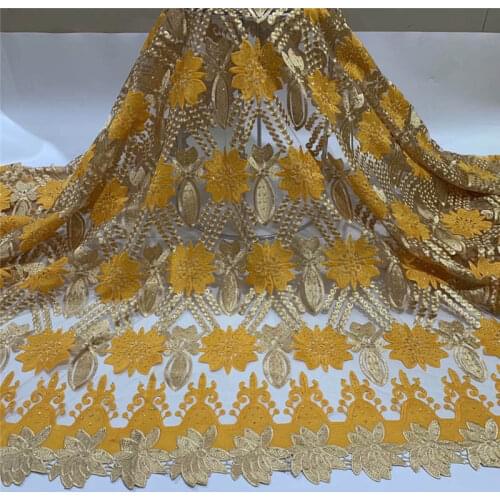 Fashion High Quality 5 Yards African Guipure Lace Embroidery Nigerian Tulle Lace Fabric For Wedding Dress! ZQF72711