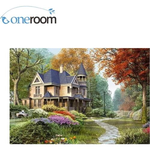 64-44 Needlework Craft Home decor French DMC Quality Counted Cross Stitch Kit Oil painting 14 ct Luxury Cottage3th