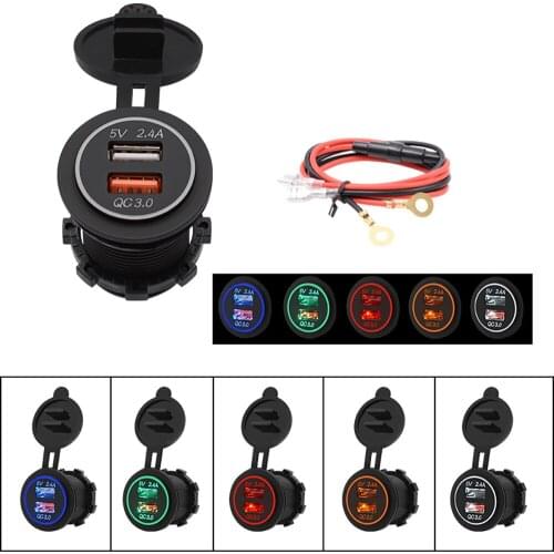 New fast charge QC 3.0 dual USB car phone charger tablet with 60cm cable