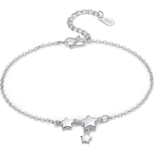 2021 New Ethnic Style Small Star Silver Hand Korean Five-pointed Star Triple Star Women Fashion Jewelry Gift