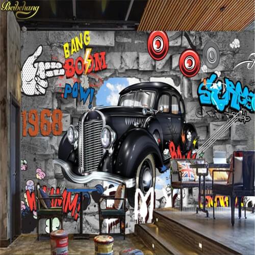 Beibehang Custom wallpaper mural retro retro European 3D brick wall car graffiti background wall papers home decor wall paper