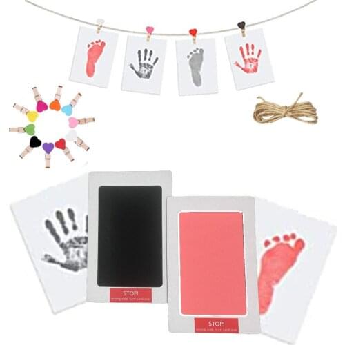 Do Not Touch The Ink Baby Hand Foot Prints Baby Handprints Disposable Printing Oil Photo Frame 0-6 Months Newborn Souvenir Gift