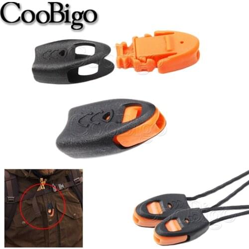 5pcs Emergency Orange Whistle Zipper Pull Cord Lock Ends For Paracord Knife Lanyard Outdoor Camping Survival Travel Kits