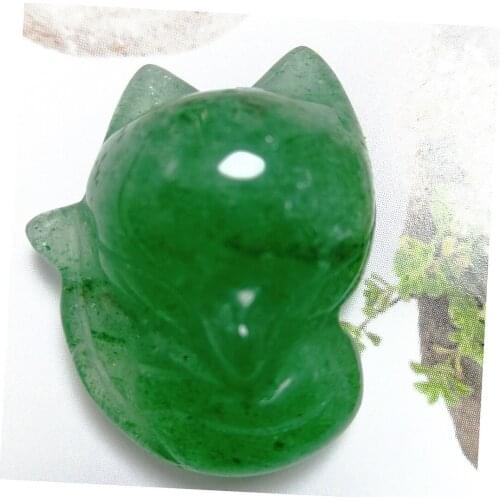 Natural Gemstones And Crystals Carving Rare Stones And Minerals Green Strawberry Quartz Carved Fox Gifts For Lady Or Home Decor