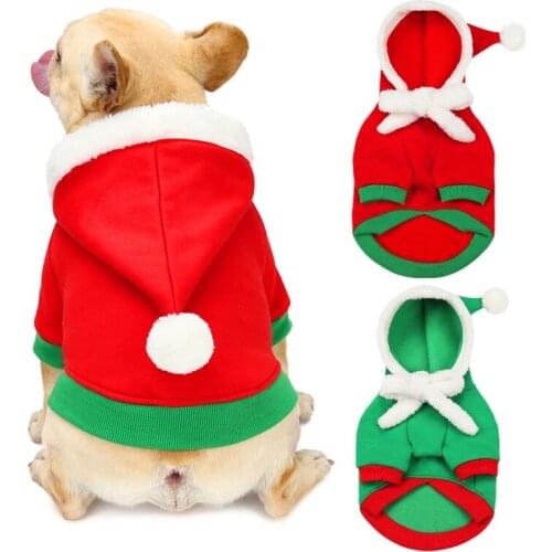 Christmas Dog Costume Winter Pet Dog Clothes Hooded Coat Cute Warm Pet Puppy Chihuahua Hoodies Clothing For Small Medium Dogs