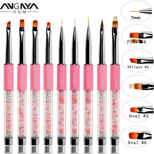 ANGNYA 1PC Pink Nail Brush Hand Draw Tips Drawing Line Painting Pen Tools Manicure Nail Art Brush Decoration For 7/9/11MM