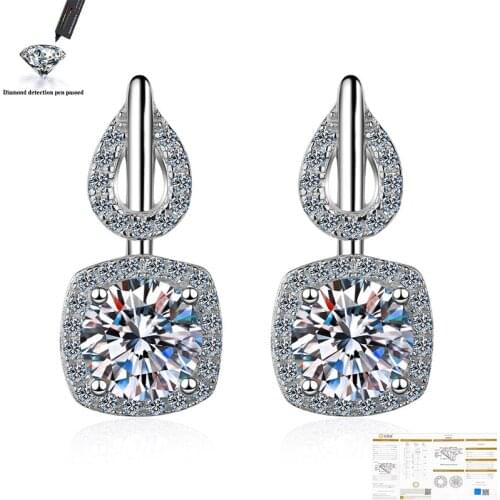 Moissanite Stud Earrings for Women 0.8ct White D Color Four Claws S925 Sterling Silver White Gold Plated Women Fine Jewelry