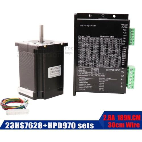 Nema 23 Stepper Motor 23HS7628 motor 189N.cm with nema 23 HPD970 driver for 3D Printer Robot