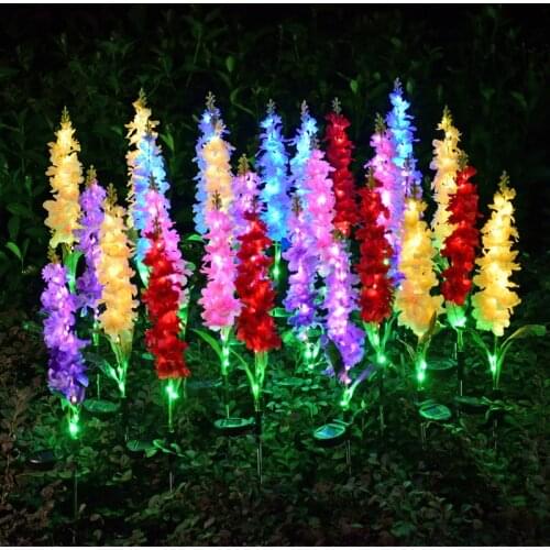 Solar LED Garden Light 2pcs Colorful Violet Flower Waterproof IP65 For Street Pathway Lighting Garden Yard Decoration Lamp
