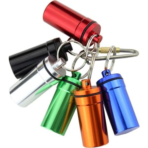 Outdoor portable sealed barn Small medecine box Aluminium alloy Spoon buckle bottle Small Waterproof storehouse Random Color