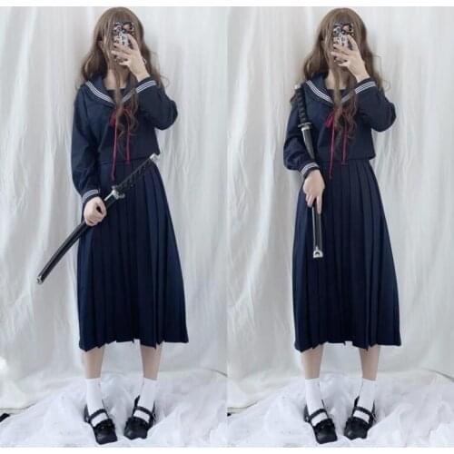 60-80cm skirt Sakura JK Uniform Cosplay Japanese School girl Navy Sailor School Uniform Yankee Girl cosplay Uniform JK022