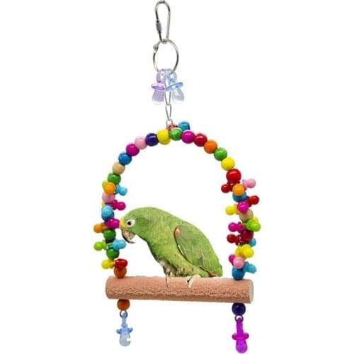 Funny Bird Swing Toy Beautiful Acrylic Nipple Design Colorful Beads Parrot Swing Perch Sthand Bird Cage Toy Parrot Bird Supplies