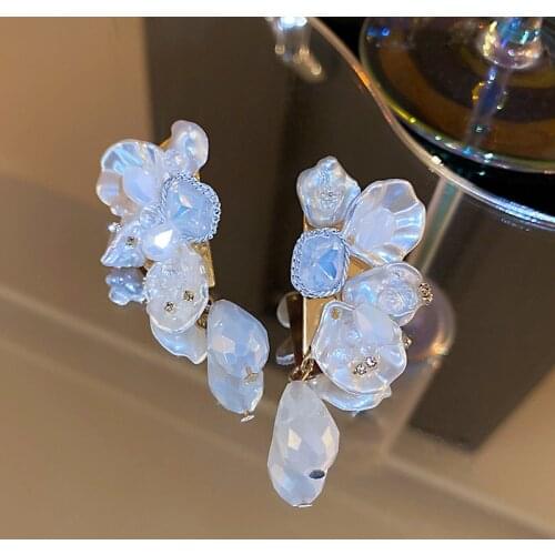 Crystal Irregular Simulation Pearl Waterdrop Dangle Earring for Women Rhinestones Long Earring Jewelry