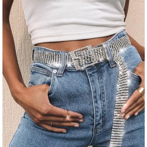 HOT SALE Women Fashion Shiny Belt Waist Chain Crystal Diamond Alloy Waistband Full Rhinestone Luxury Wide Party Belt