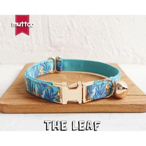 10pcs/lot MUTTCO retail with golden high quality metal buckle collar for cat THE LEAF design cat collar 2 sizes UCC066J