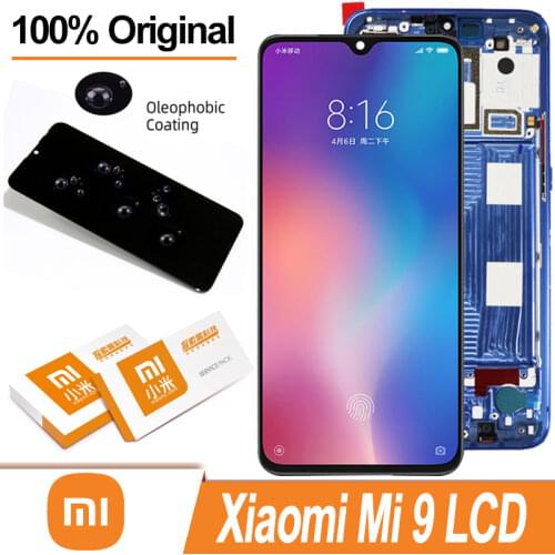 100% Original 6.39" Amoled Display with frame for XiaoMi Mi 9 M1902F1G Touch Screen Digitizer for MI9 LCD Repair Parts