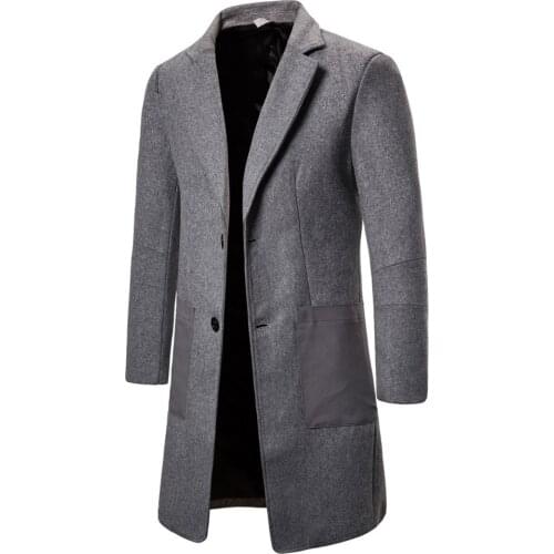 2020 Luxury Business Wool Coat For Men High Quality Men Jackets Winter Slim Woolen Blend Long Coats New Single Breasted Overcoat