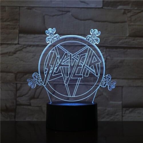 Band Slayer Logo 3d LED Night Light USB Touch Sensor Hoom Room Decorative Lamp Child Kids Baby Nightlight Kit Table Lamp Bedroom